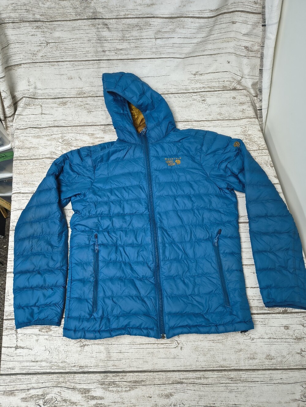 Mountain Hardwear Blue Hooded Lightweight Down Puffer Jacket Men Medium